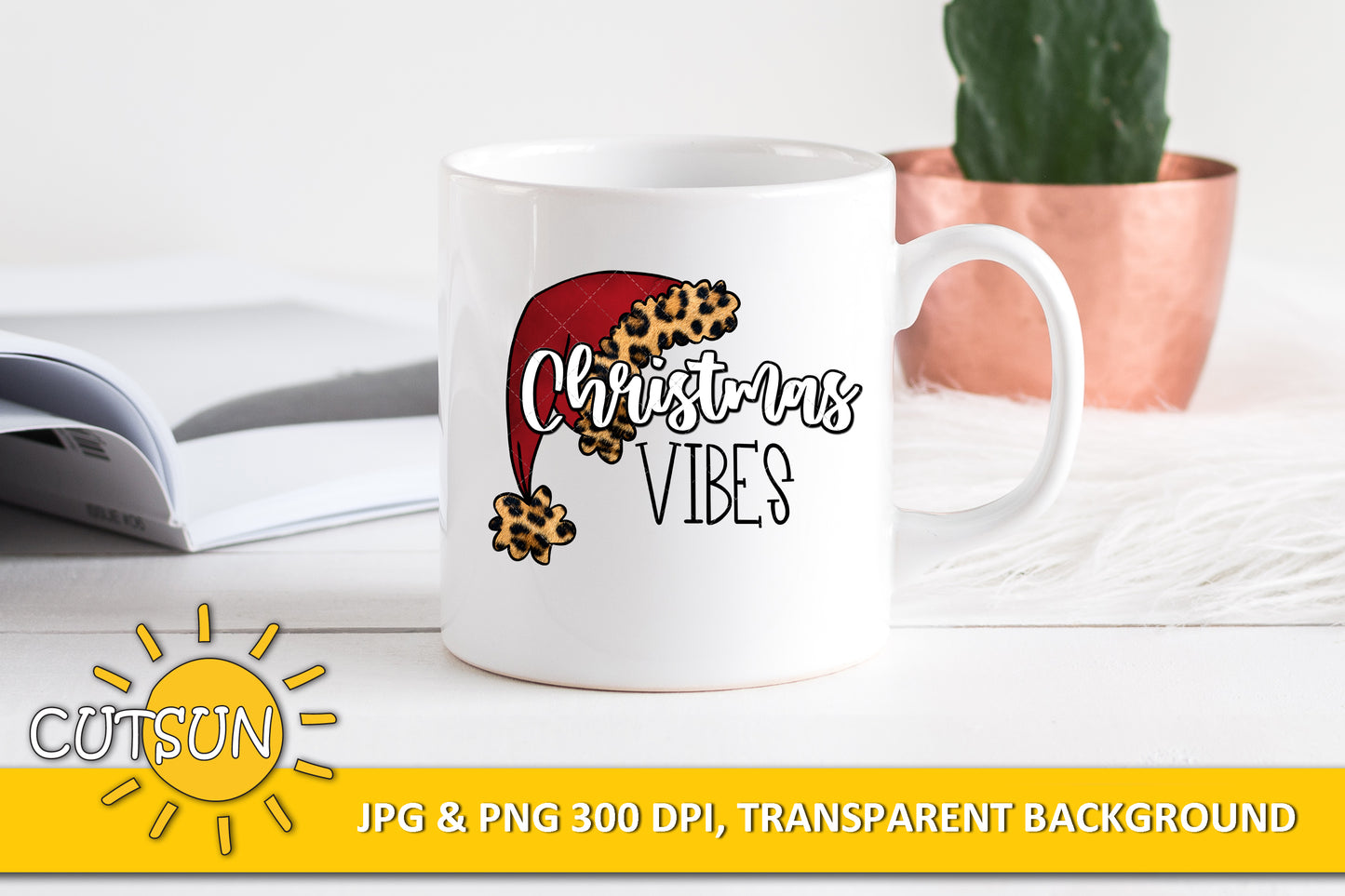 Christmas Vibes Santa Hat sublimation design download - Christmas PNG