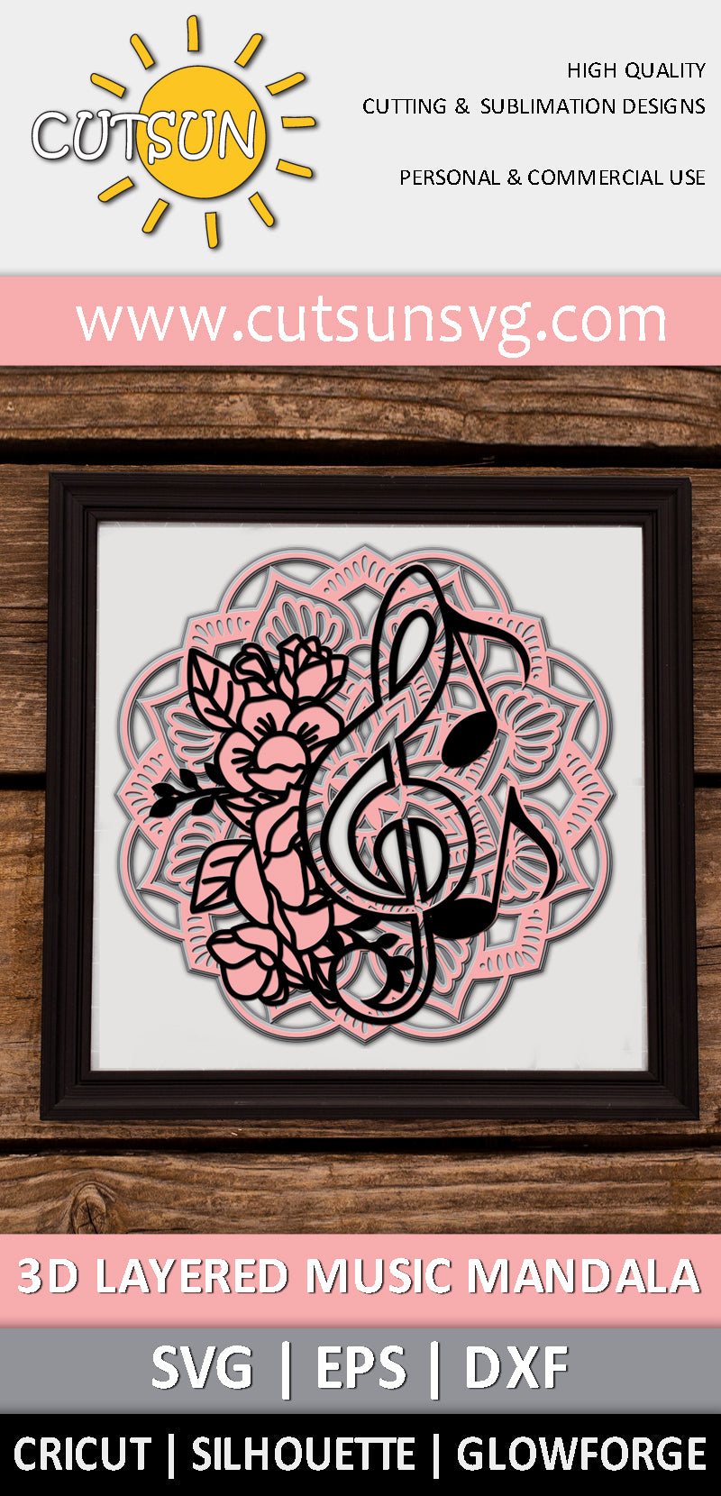 3D Layered Music Mandala SVG