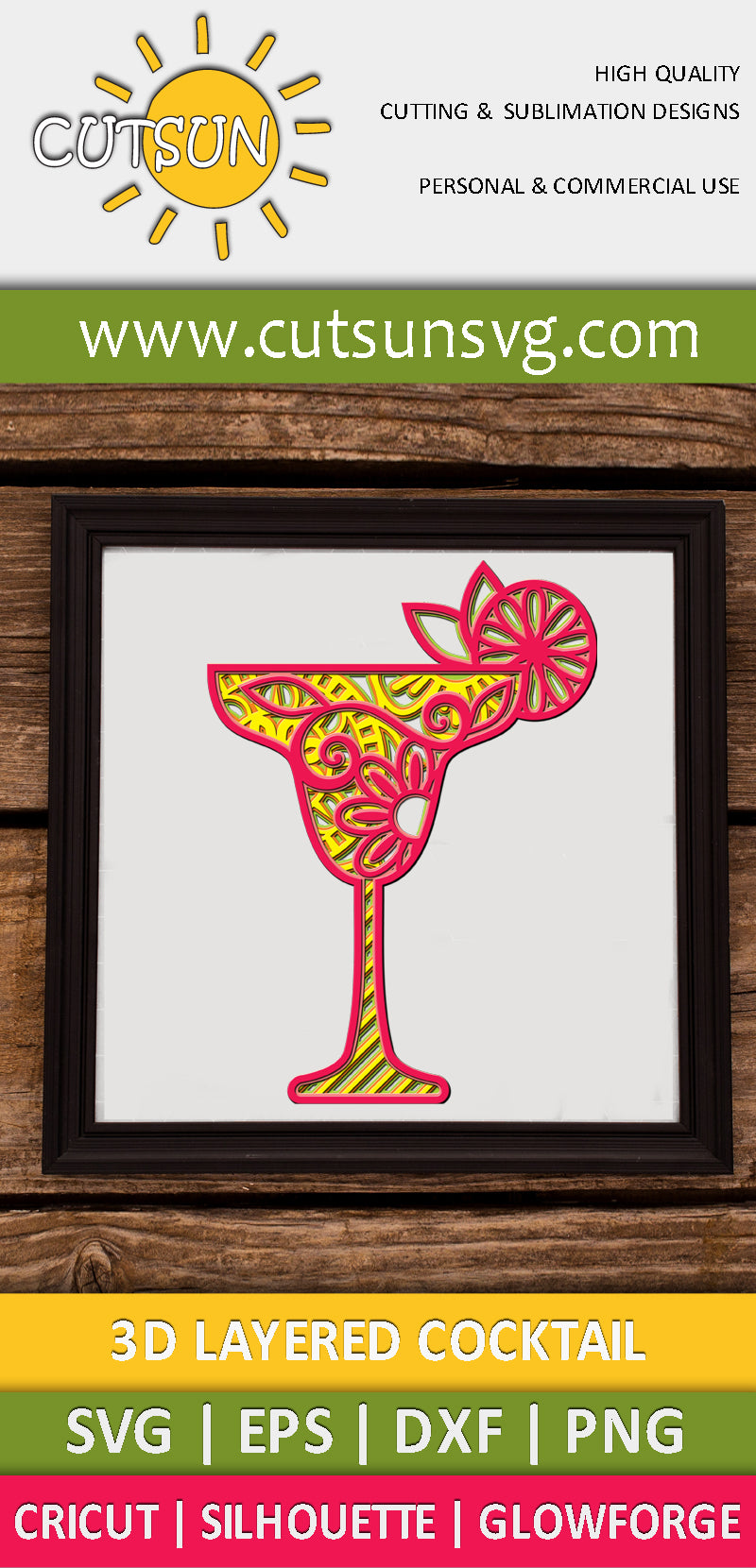 3D Layered Cocktail SVG