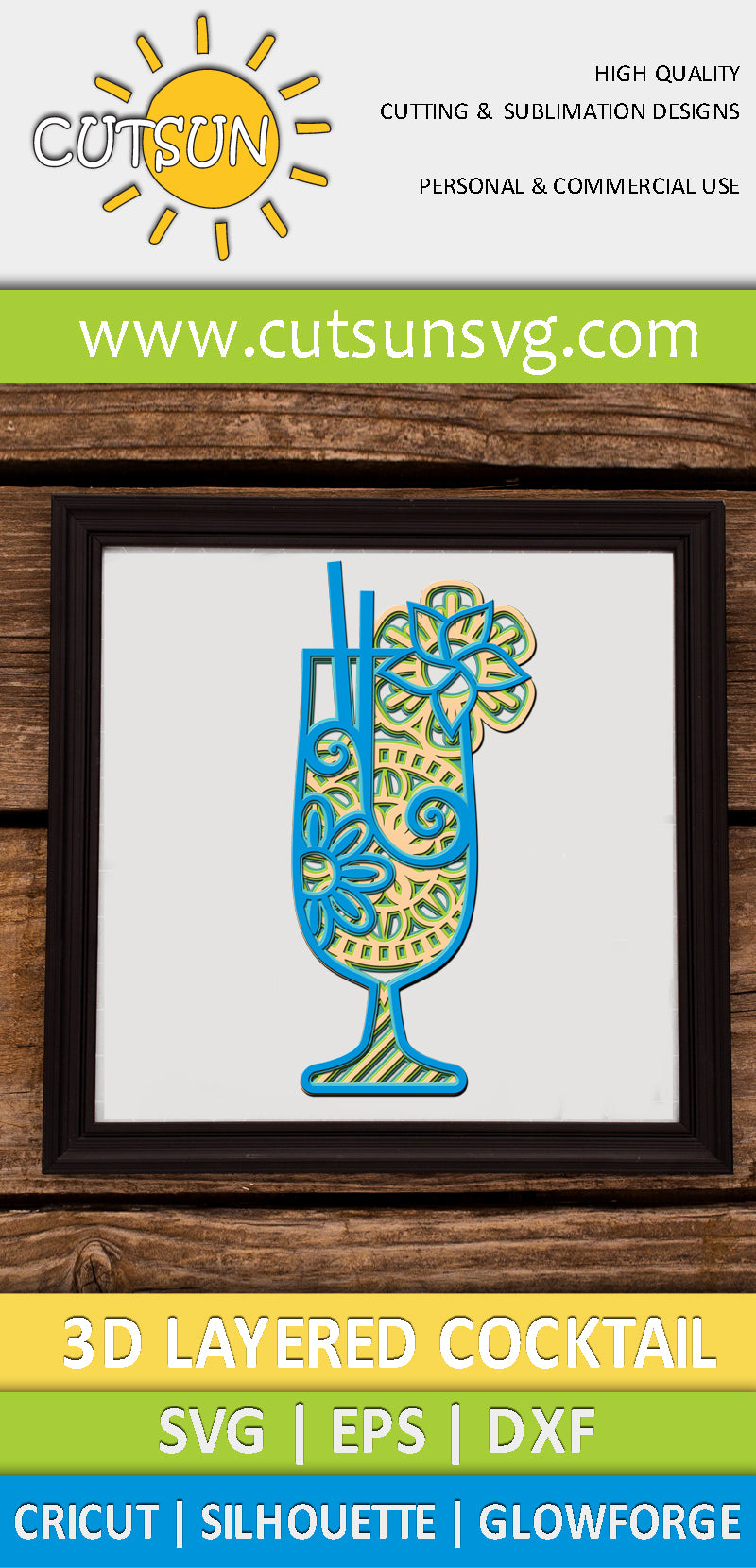 3D Layered Cocktail SVG