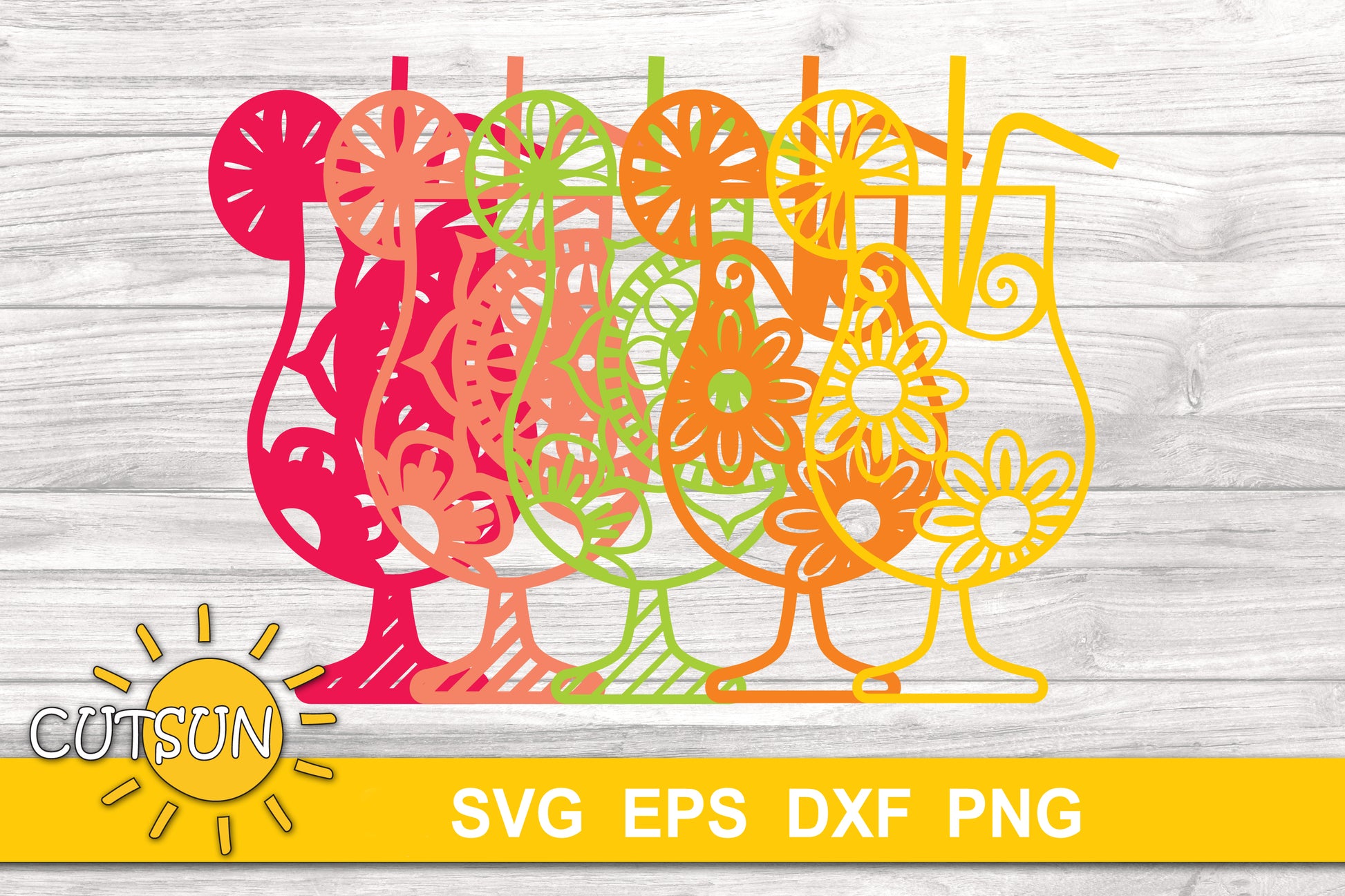 3D Layered Cocktail SVG