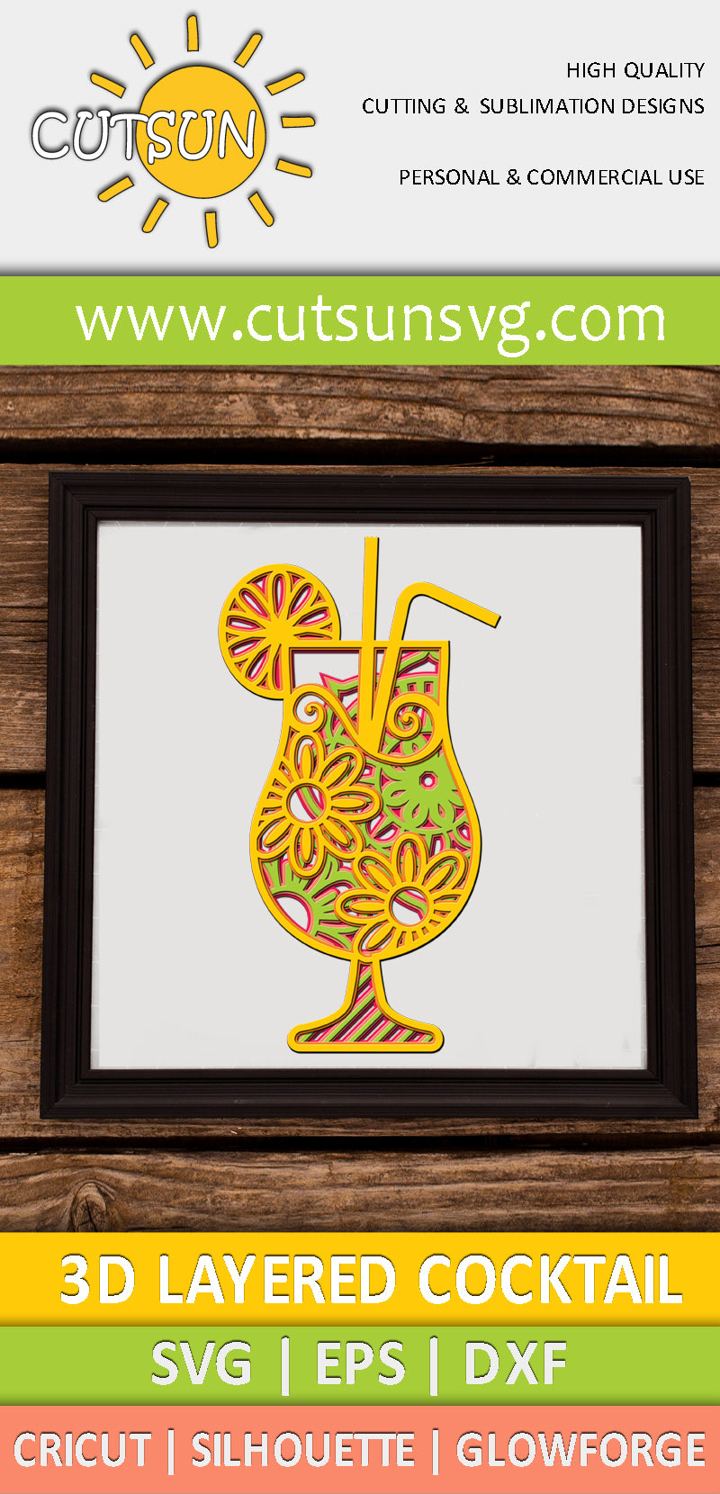 3D Layered Cocktail SVG