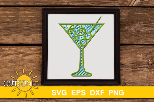 3D Layered Cocktail SVG | 3D Layered Martini SVG