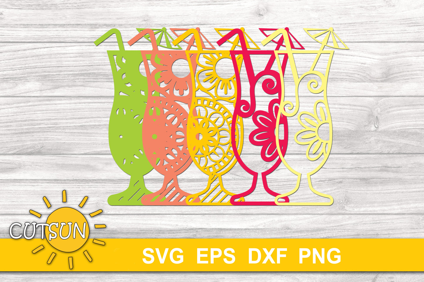 3D Layered Cocktail SVG