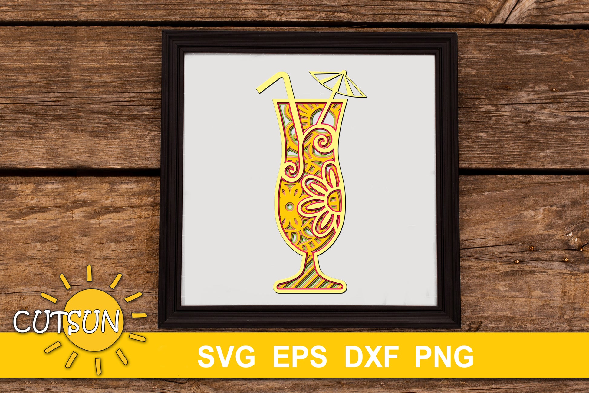 3D Layered Cocktail SVG