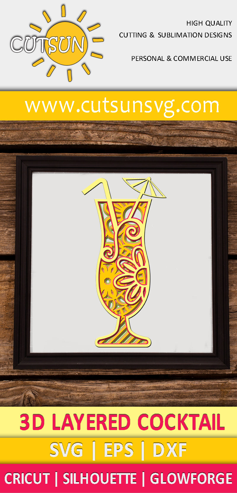 3D Layered Cocktail SVG