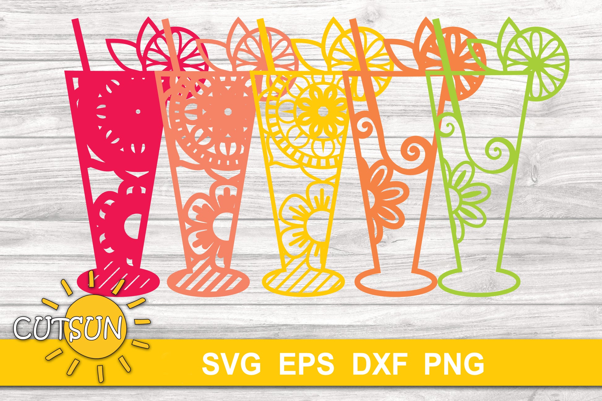 3D Layered Cocktail SVG