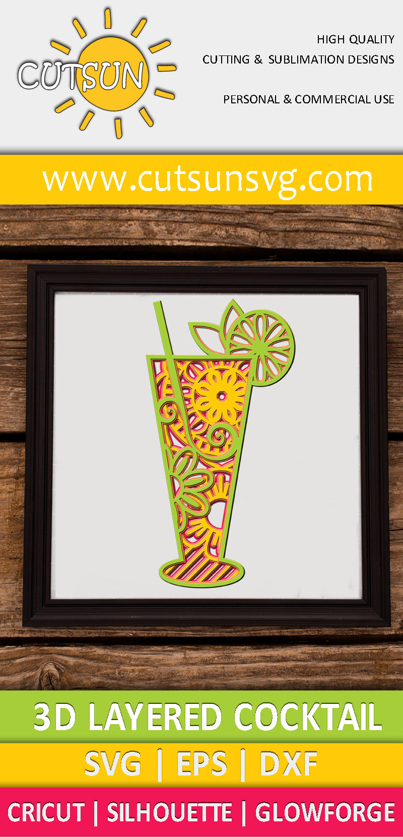 3D Layered Cocktail SVG