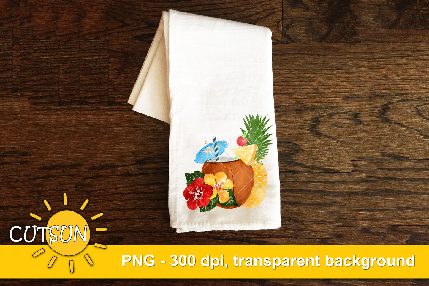 Coconut cocktail sublimation design