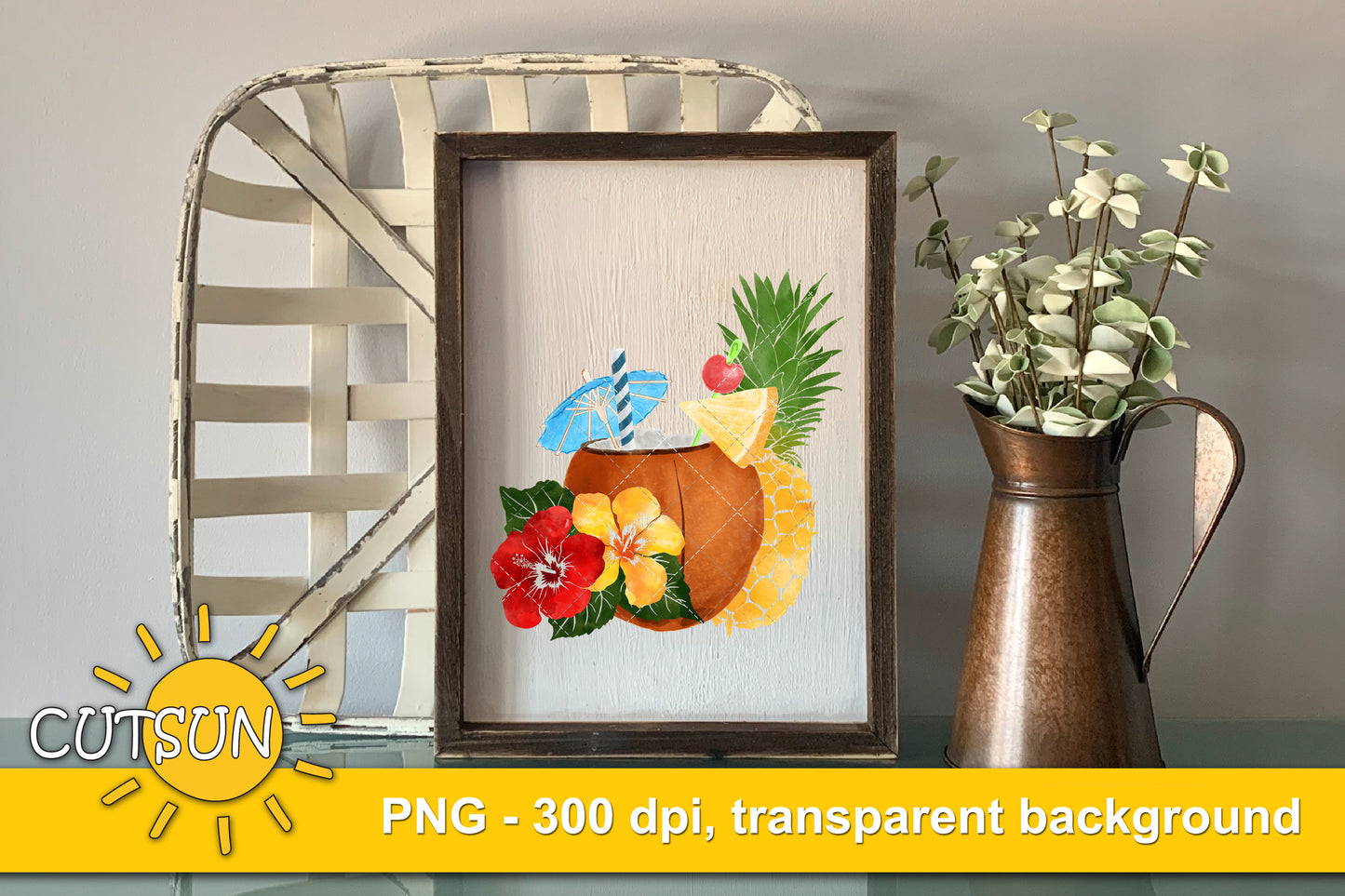 Coconut cocktail sublimation design