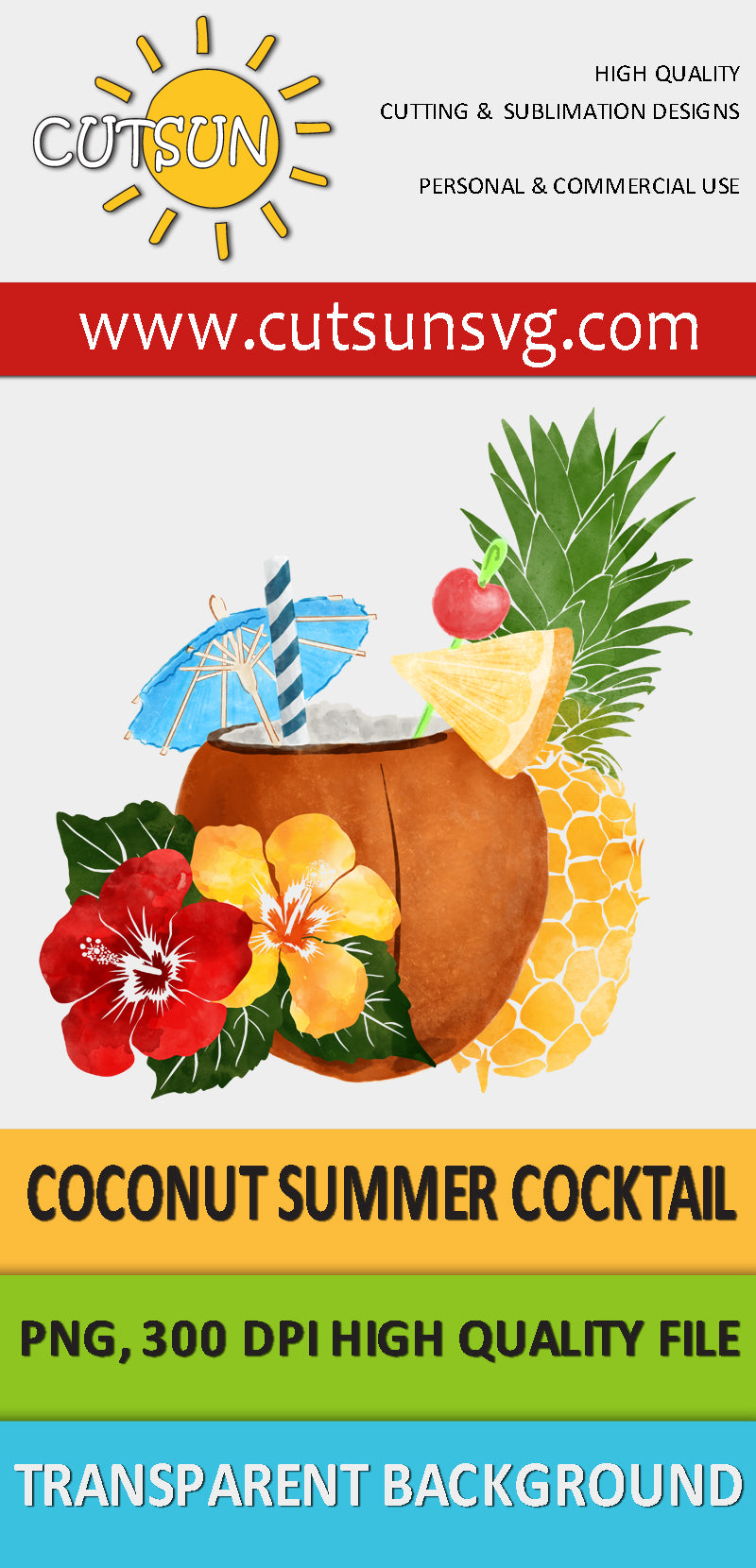 Coconut cocktail sublimation design