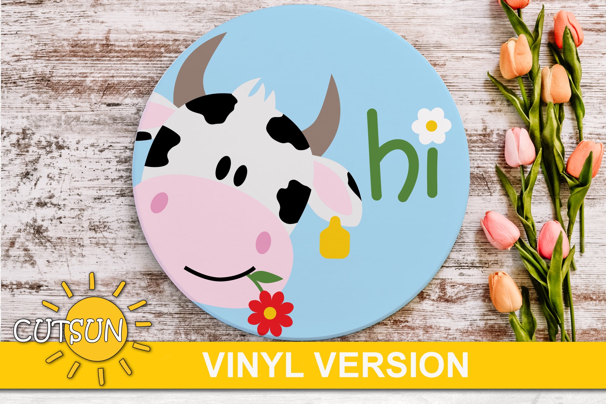 Cow Hi Door hanger SVG