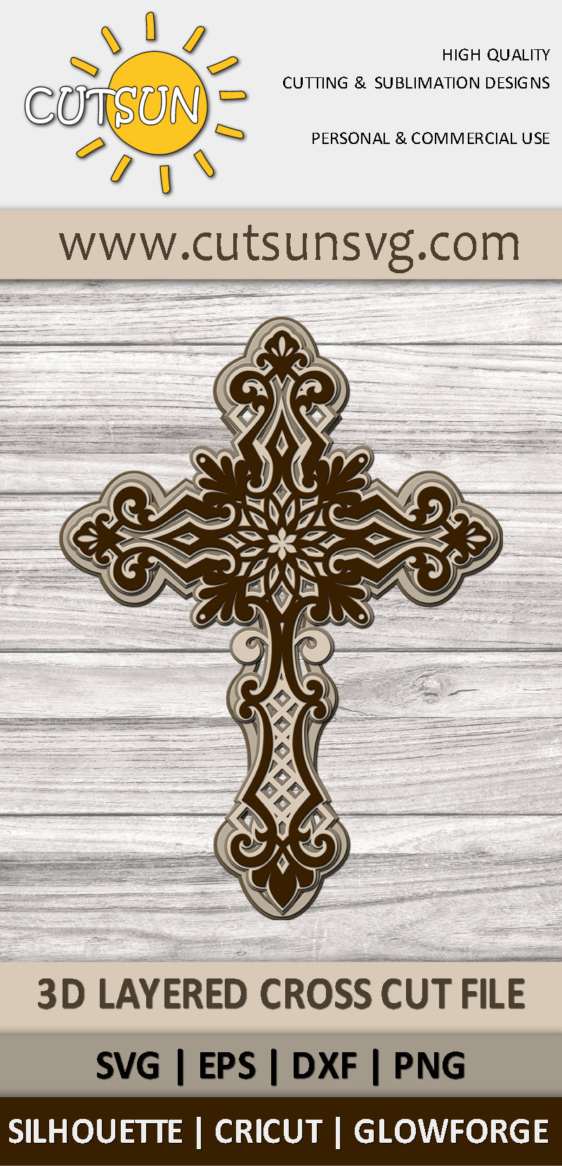 3D Layered Cross SVG