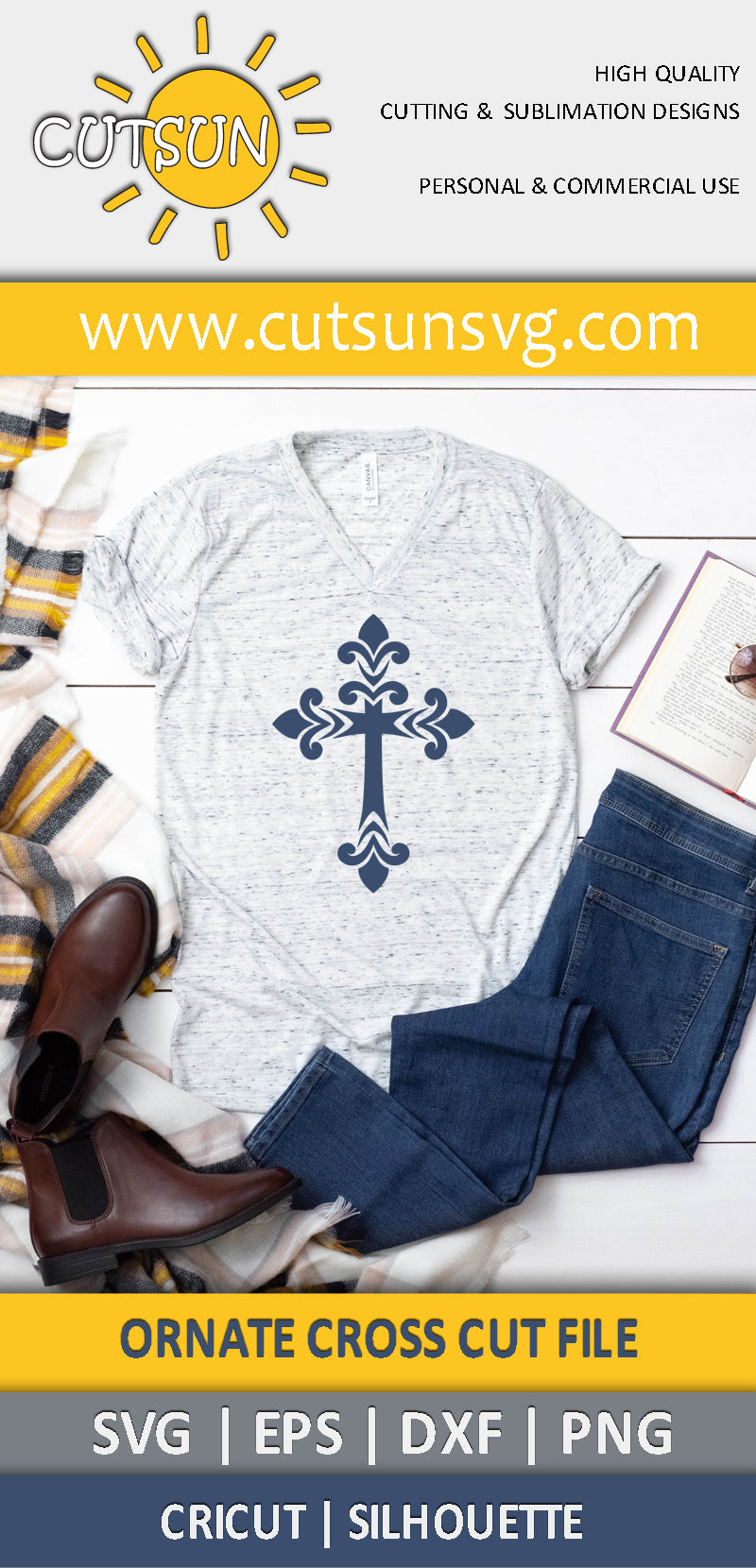 Ornate Cross SVG | Christian SVG