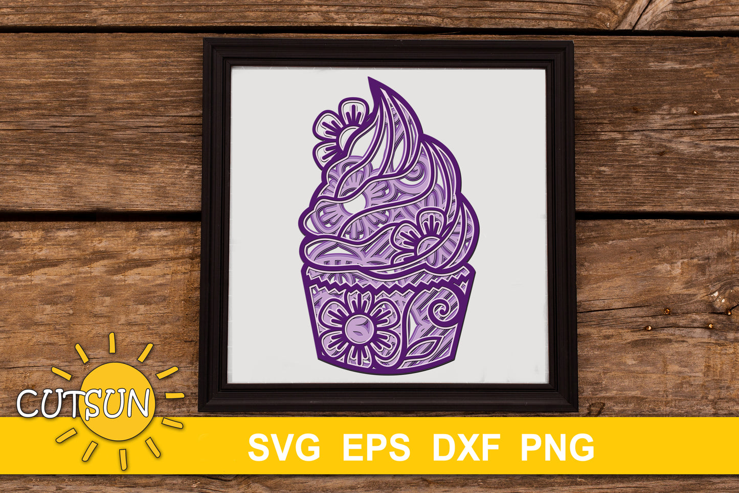 3D Layered Cupcake SVG