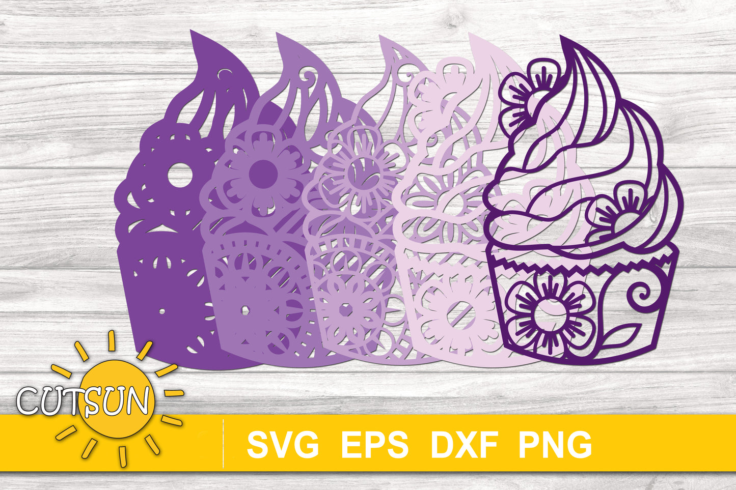3D Layered Cupcake SVG