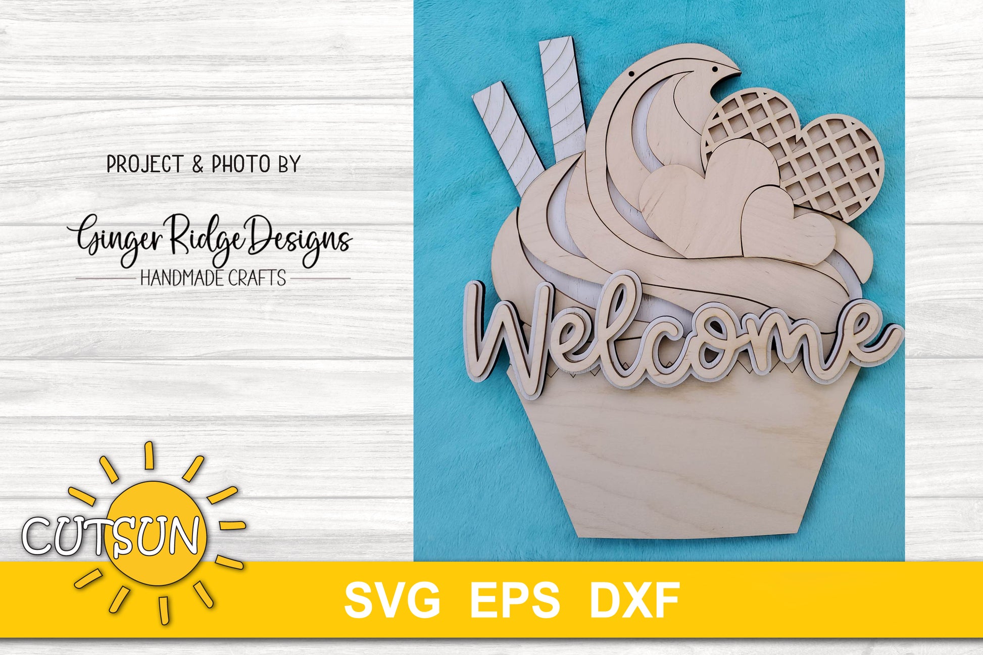 Cupcake Valentine's day door hanger SVG