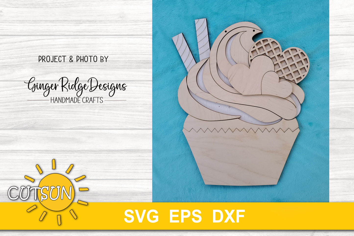 Cupcake Valentine's day door hanger SVG