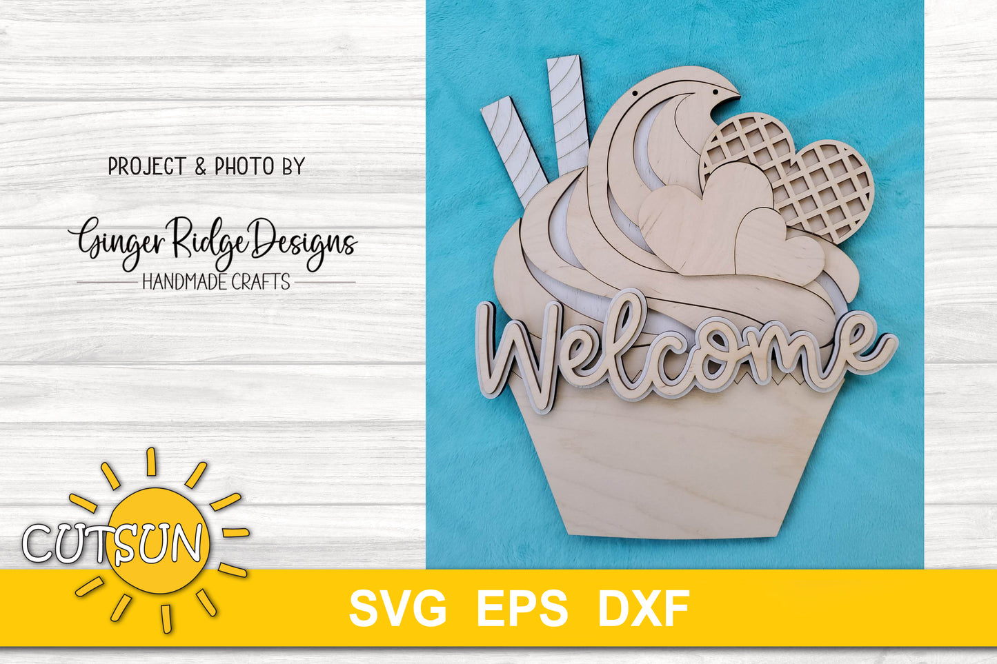 Cupcake Valentine's day door hanger SVG