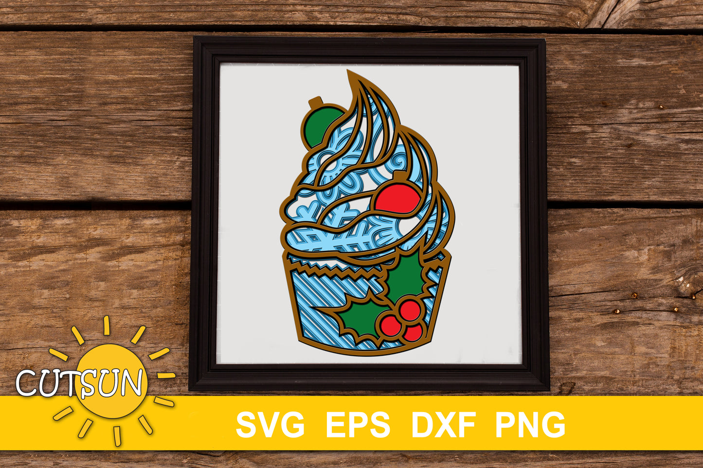 Christmas SVG | 3D Layered Cupcake Christmas Baubles SVG