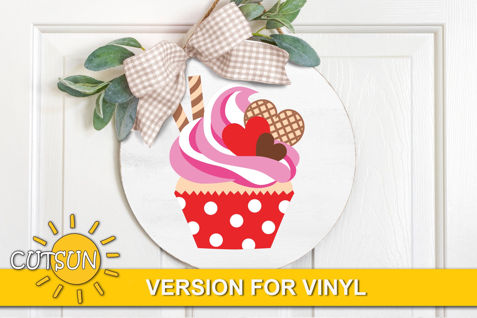 Cupcake Valentine's day door hanger SVG