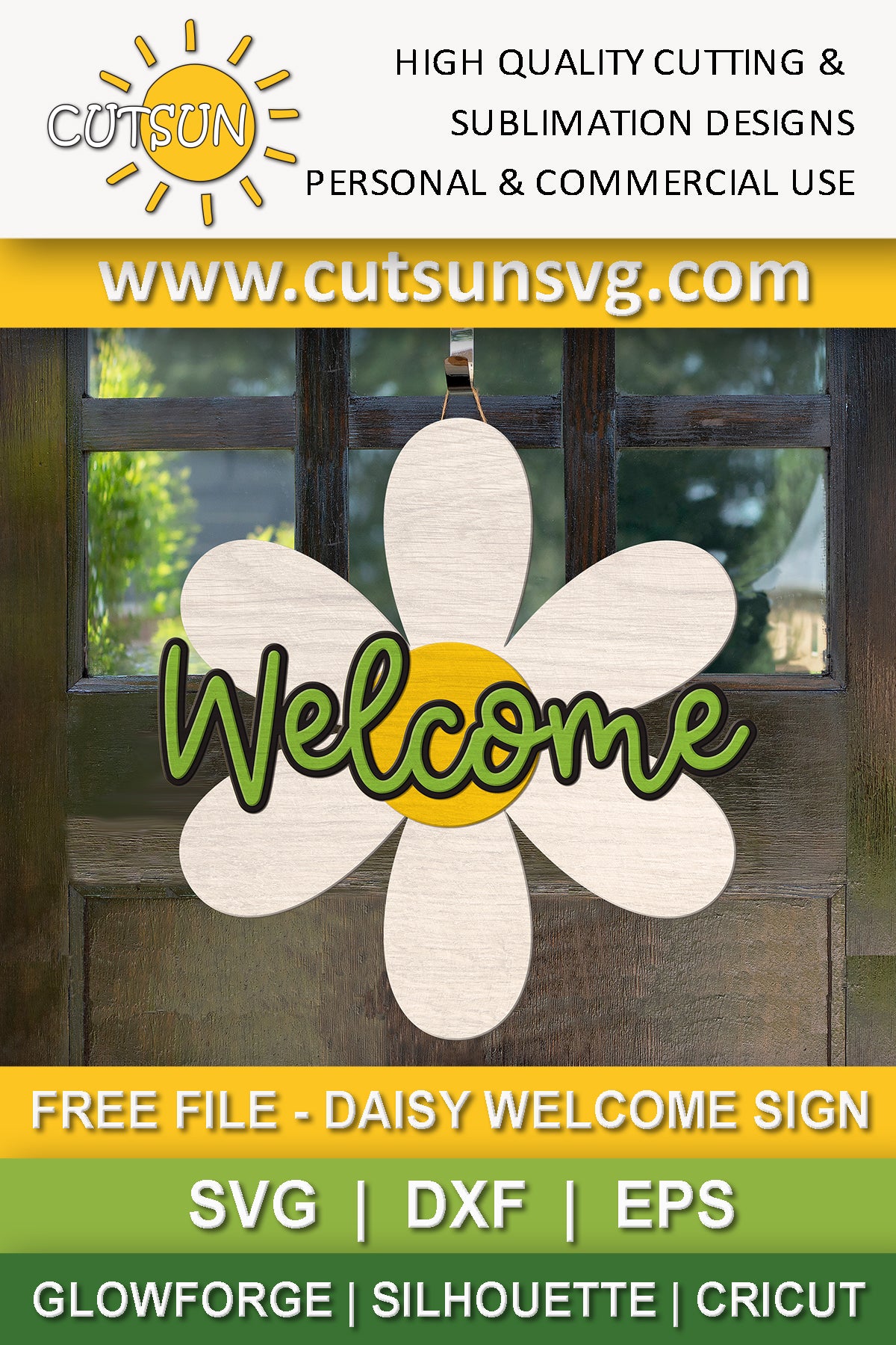 Daisy door hanger free SVG