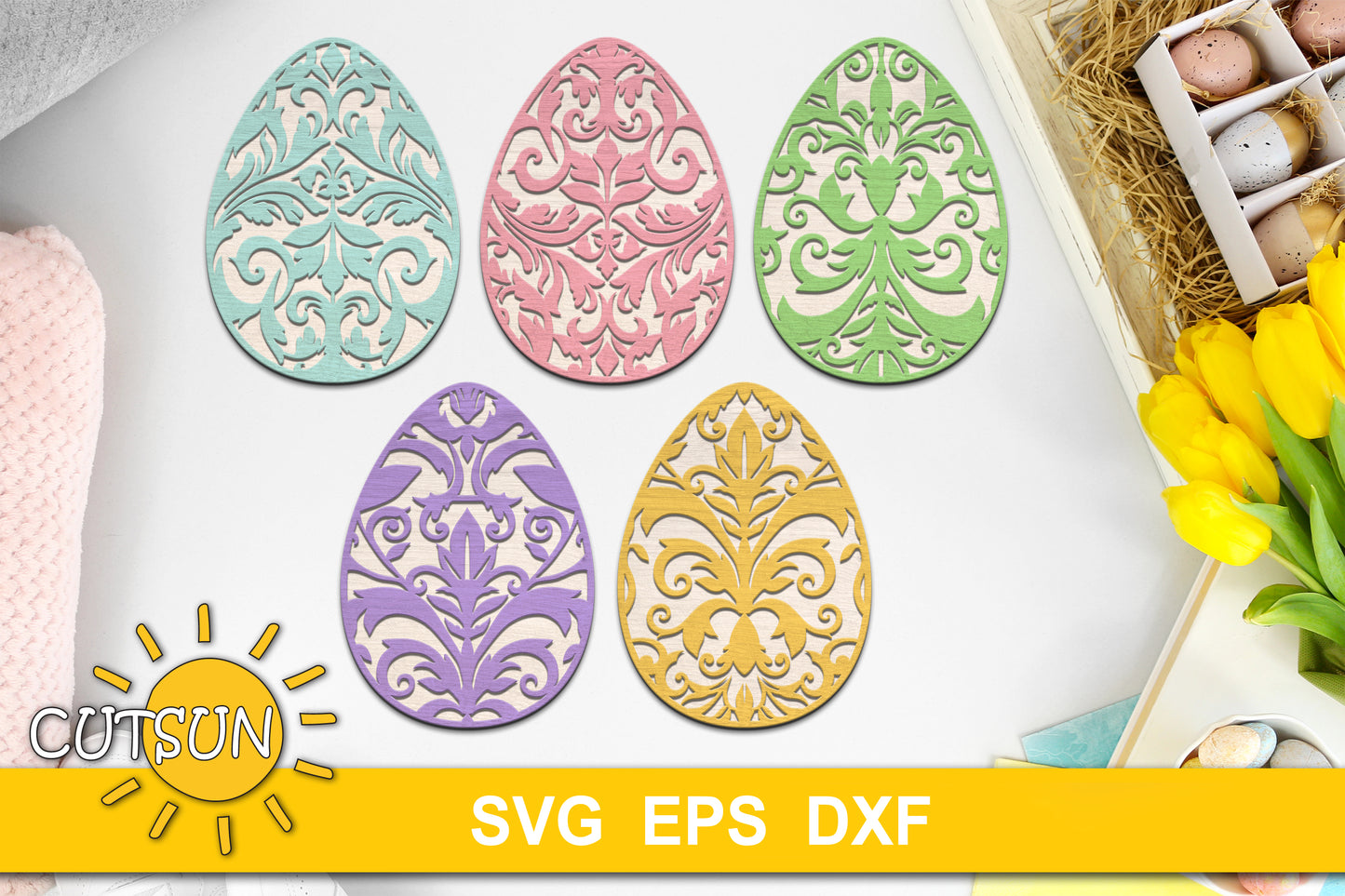 Easter Eggs Ornaments SVG bundle