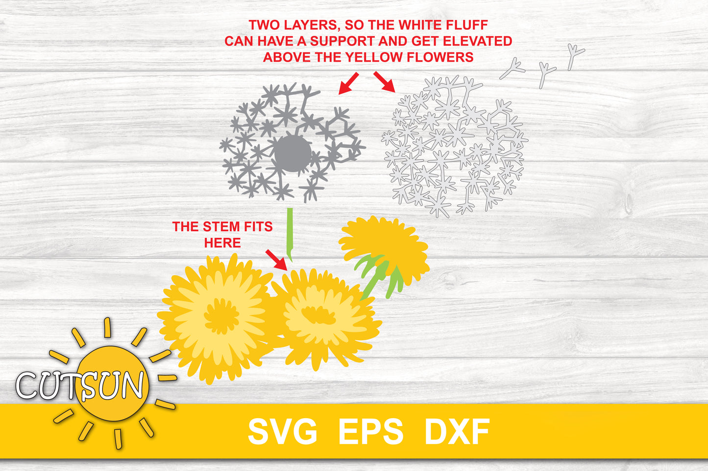 Dandelions Hello Spring door hanger SVG