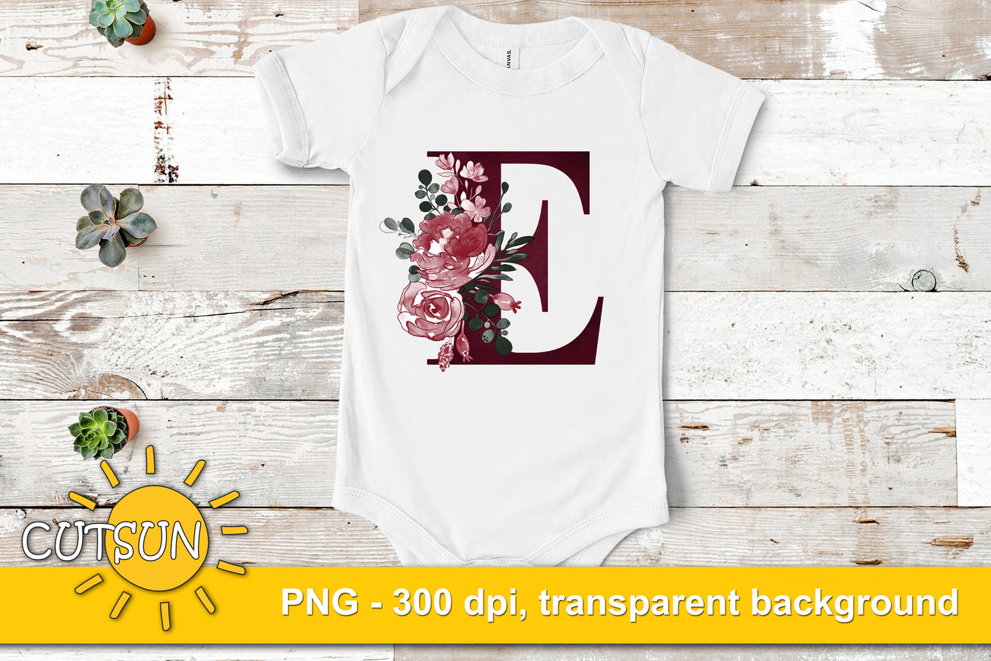 Deep Red Floral Alphabet PNG bundle