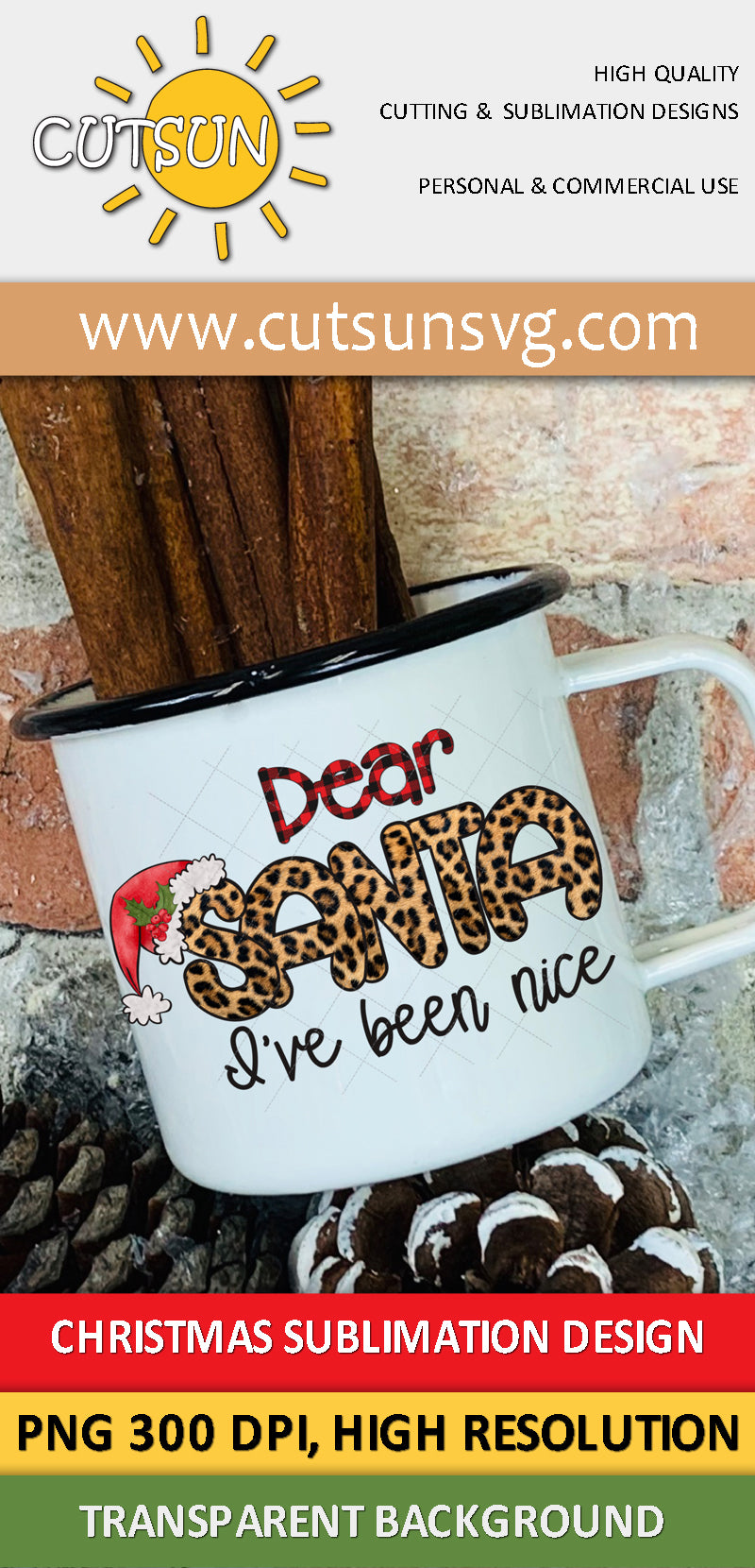 Dear Santa Christmas sublimation design download