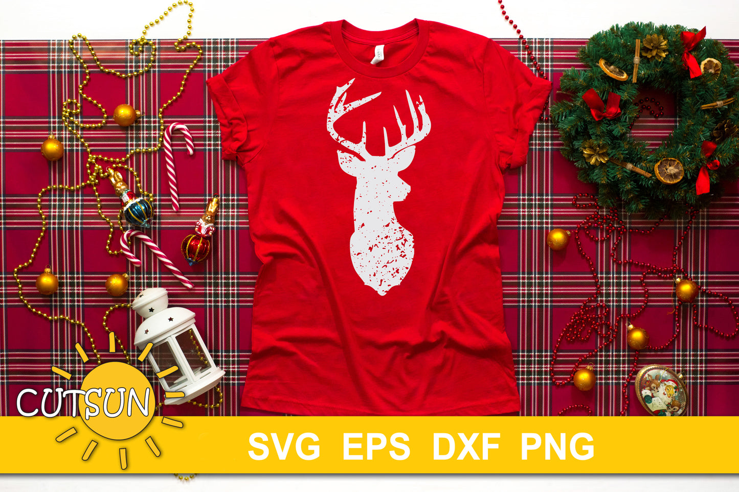 Distressed Deer Head SVG