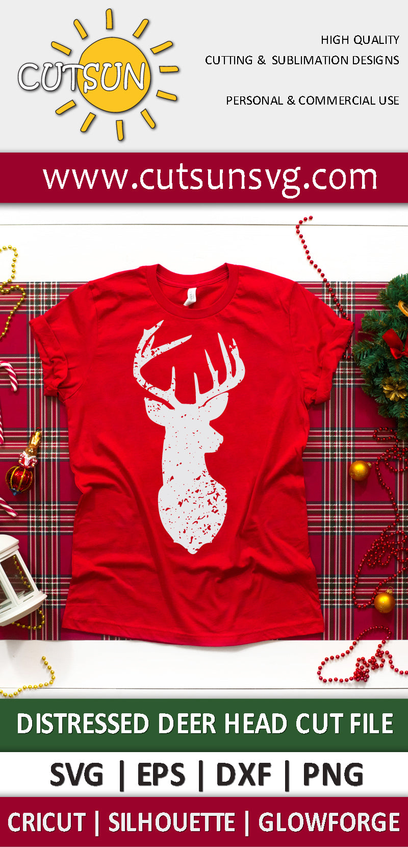 Distressed Deer Head SVG