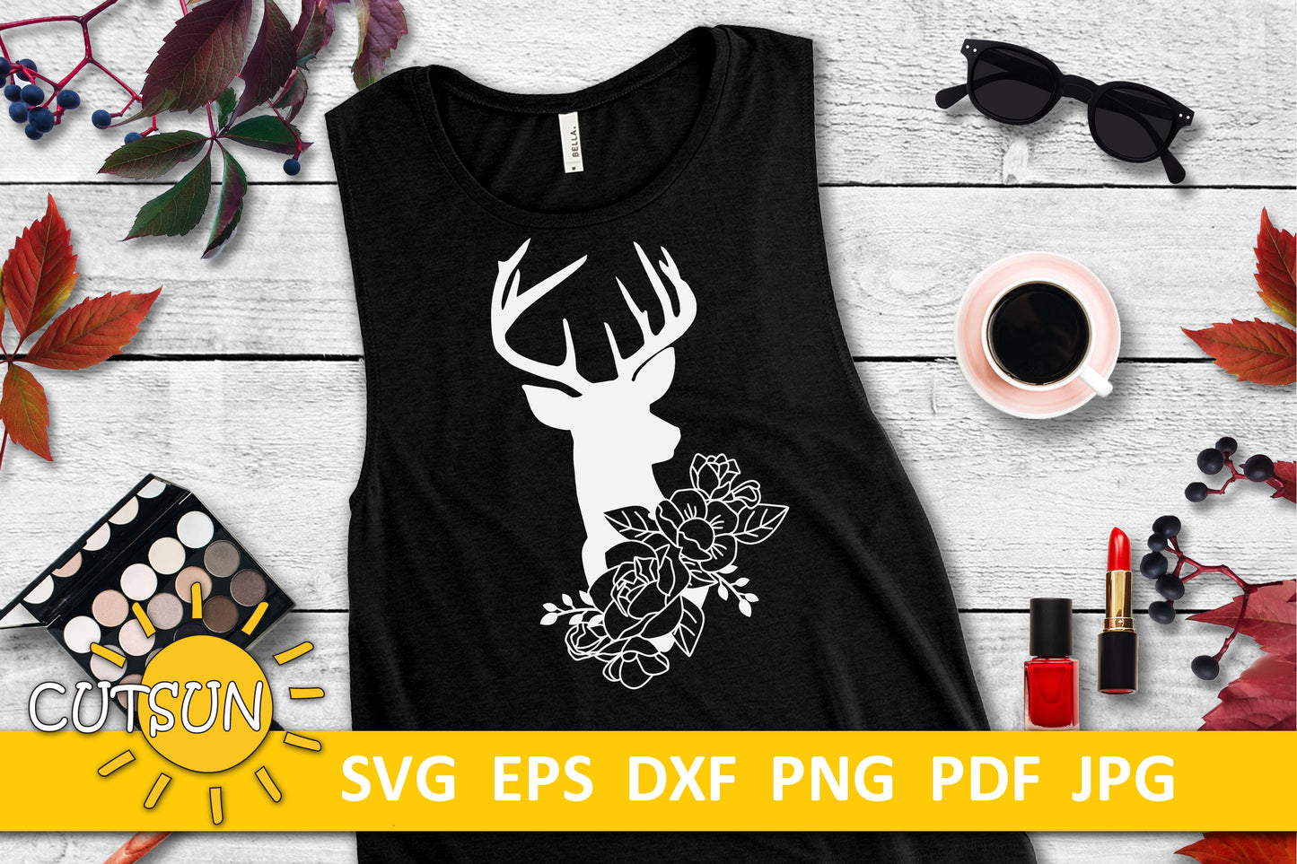 Floral Deer Head SVG