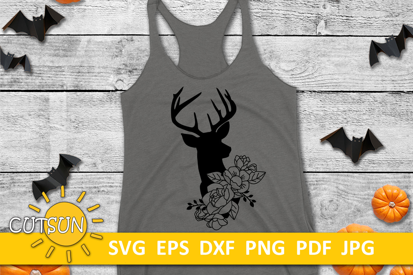 Floral Deer Head SVG