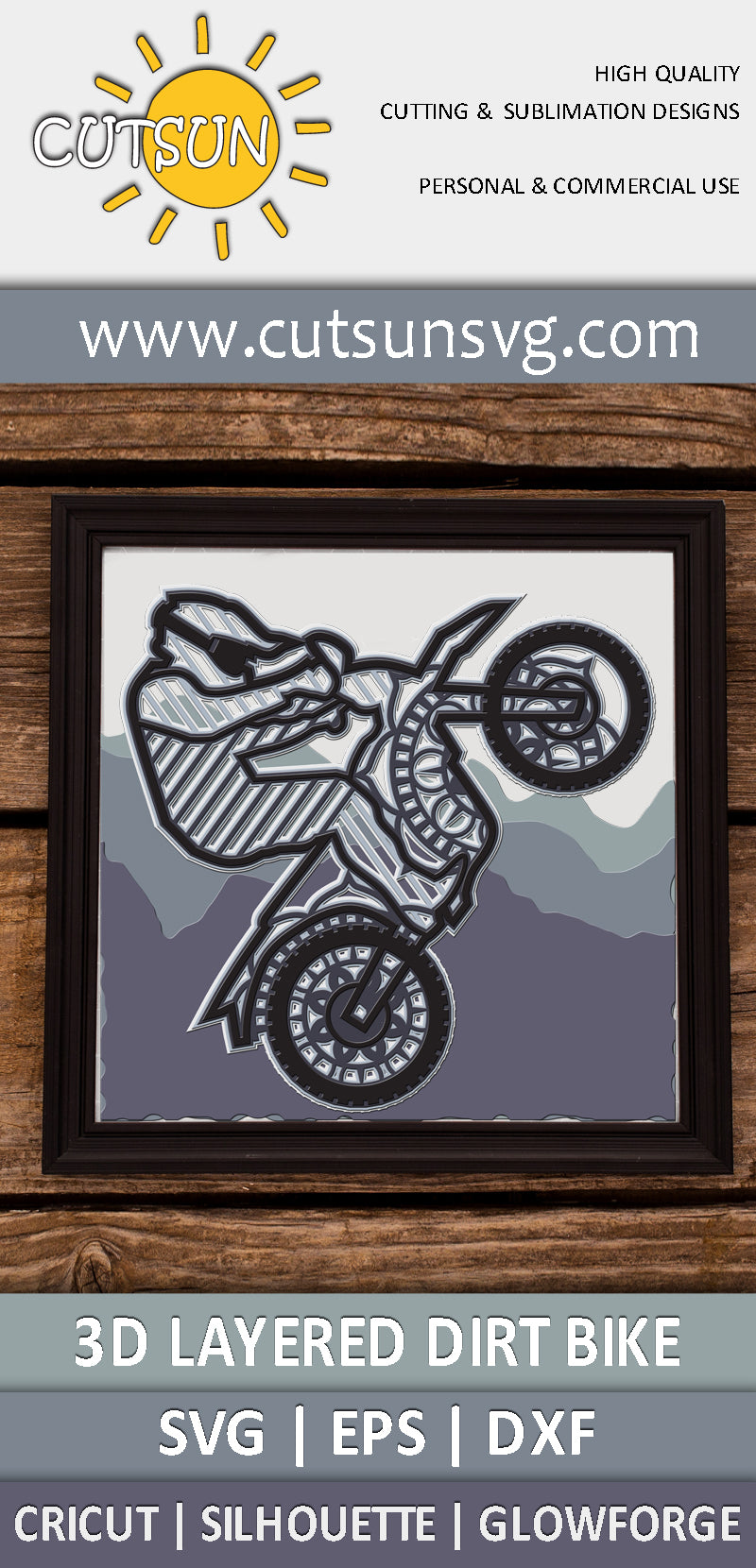 3D Layered Dirt Bike SVG