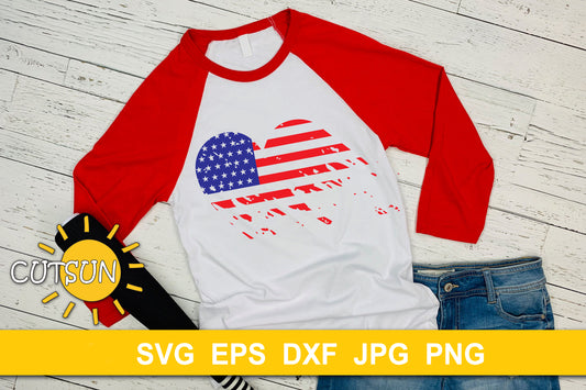Patriotic Heart SVG | Heart Distressed US flag