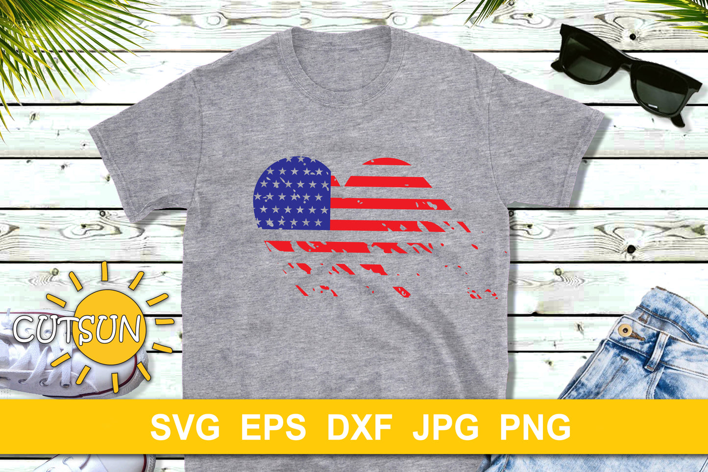 Patriotic Heart SVG | Heart Distressed US flag