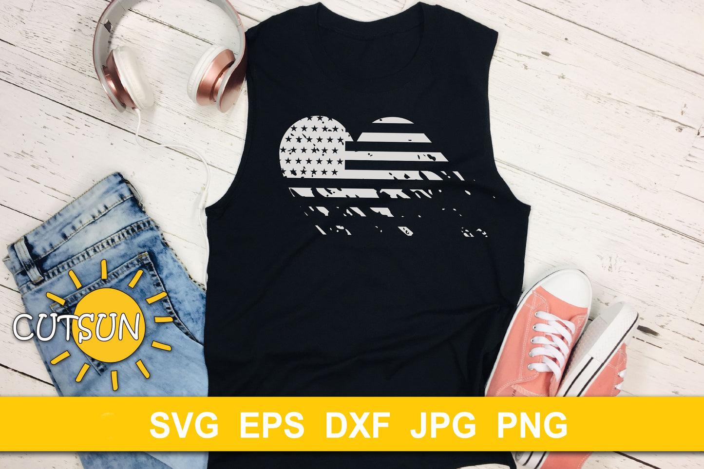 Patriotic Heart SVG | Heart Distressed US flag