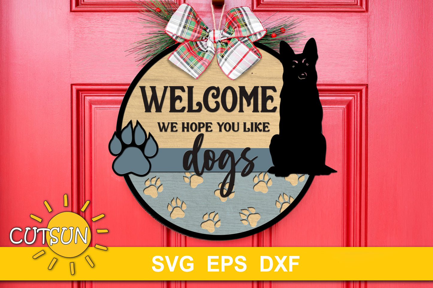 German Shepherd Welcome sign SVG