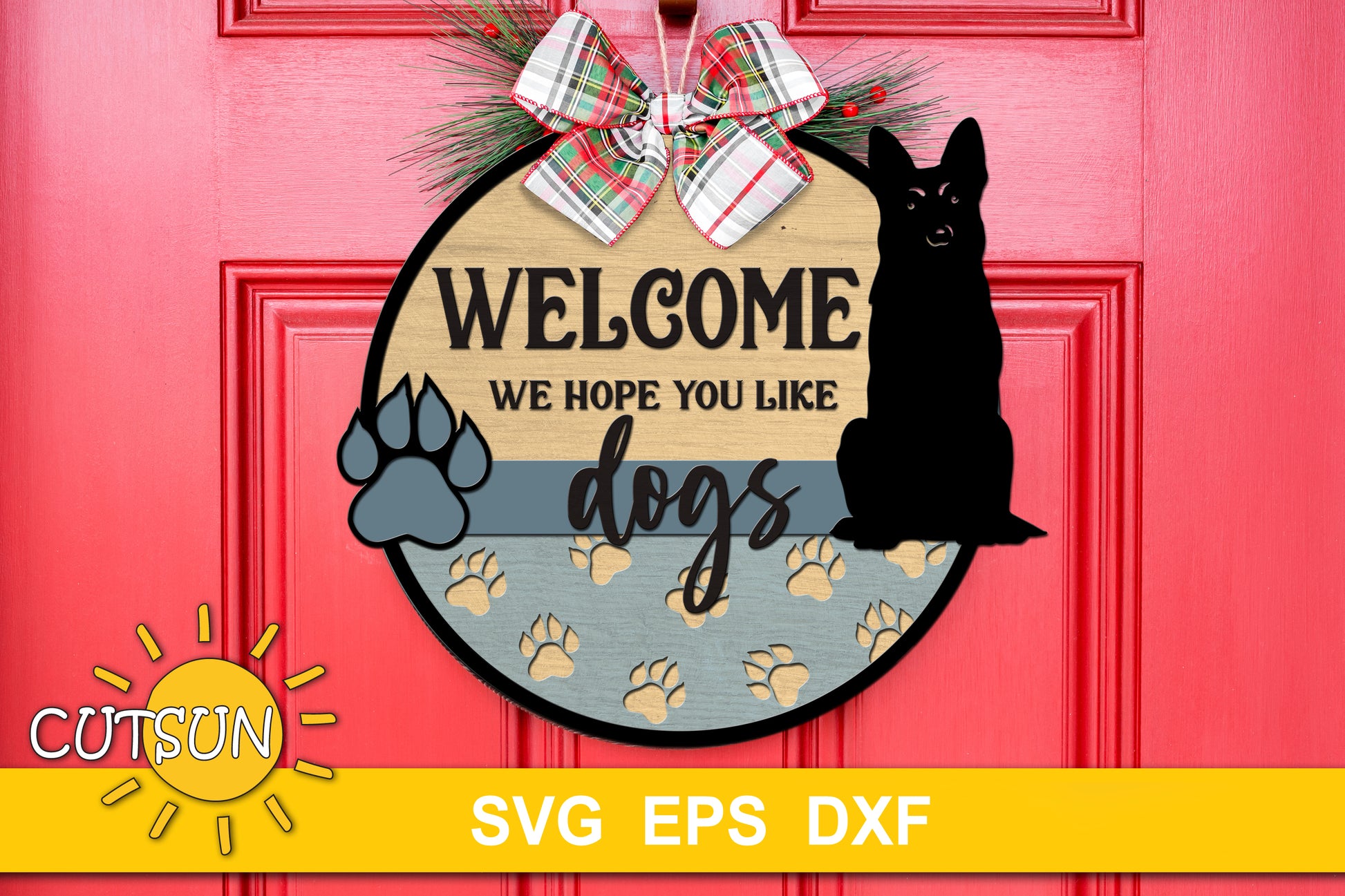 German Shepherd Welcome sign SVG