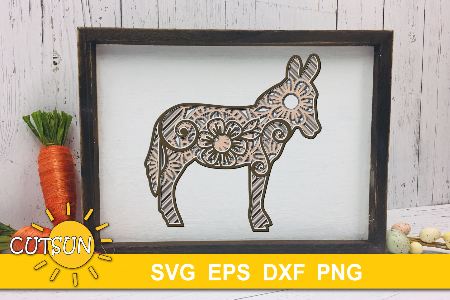 3D Layered Donkey SVG