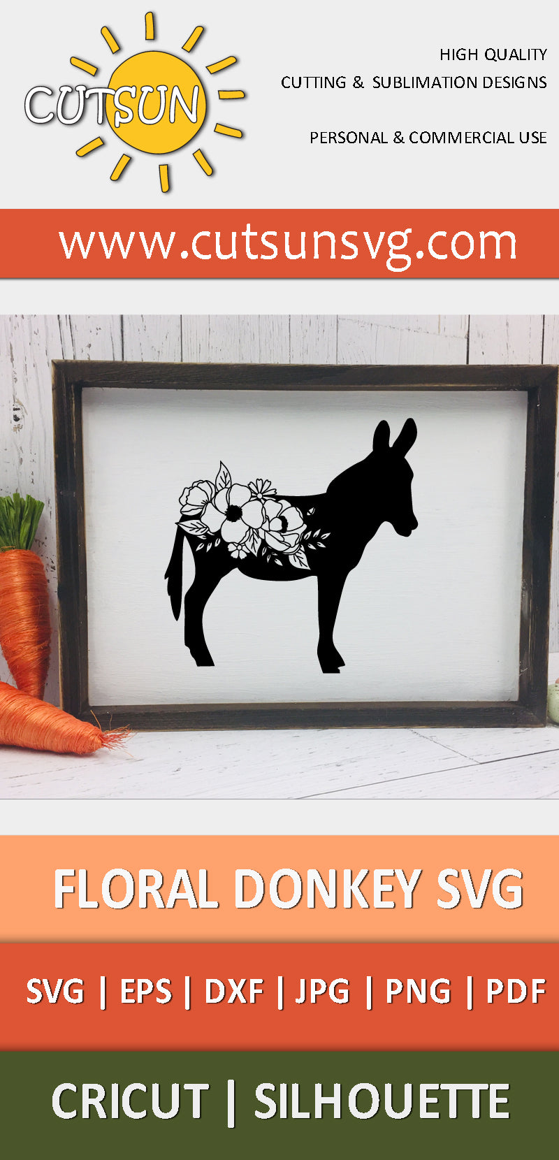 Floral Donkey SVG