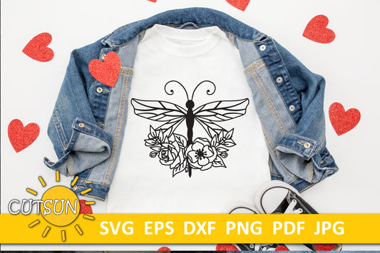 Floral Dragonfly SVG