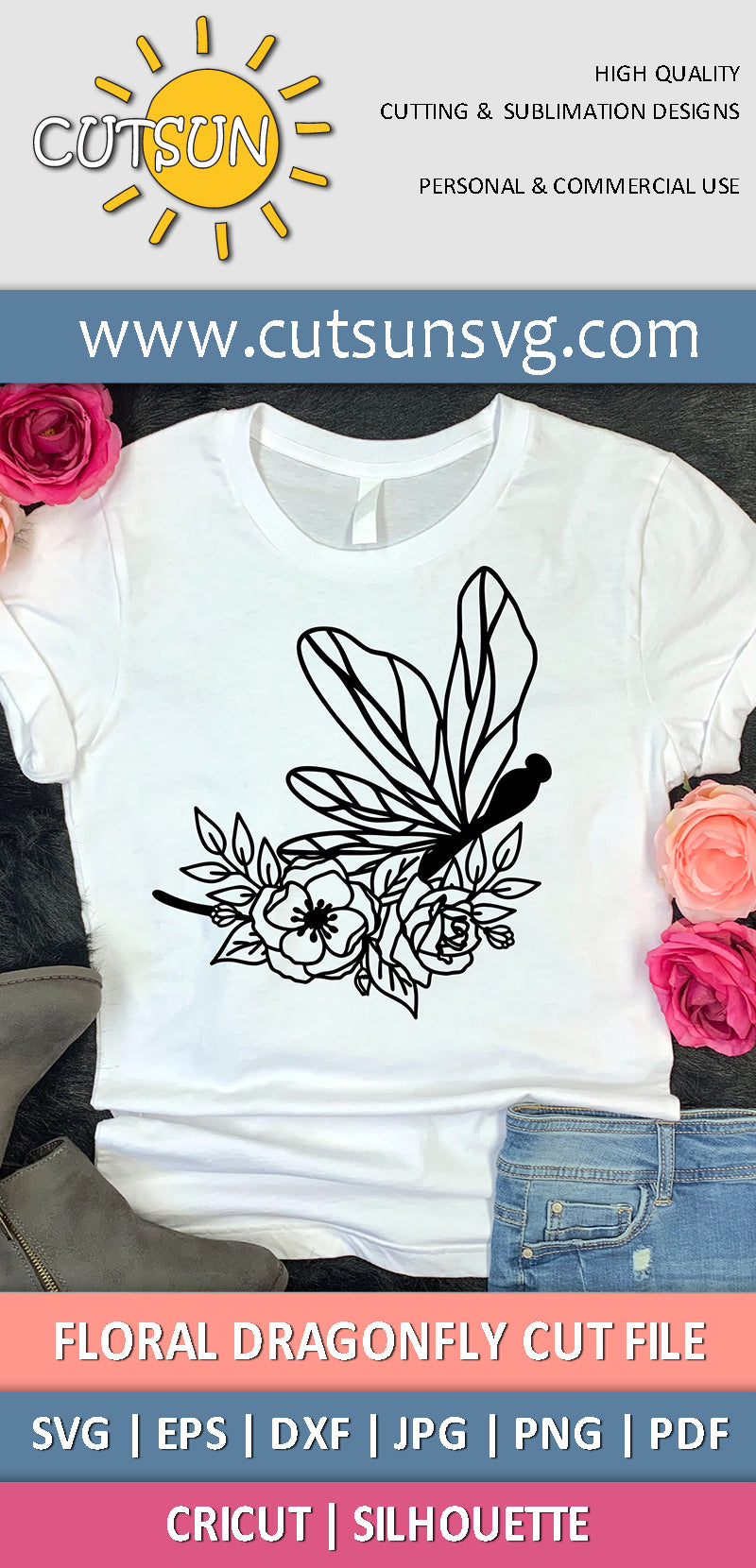 Floral Dragonfly SVG