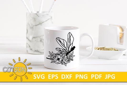 Floral Dragonfly SVG