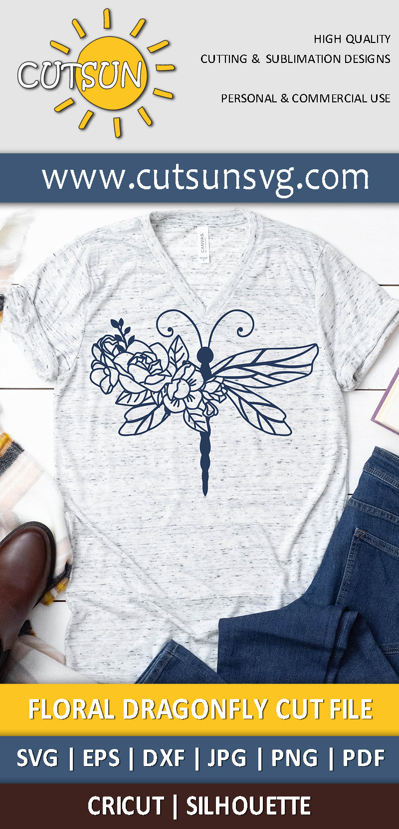 Floral Dragonfly SVG