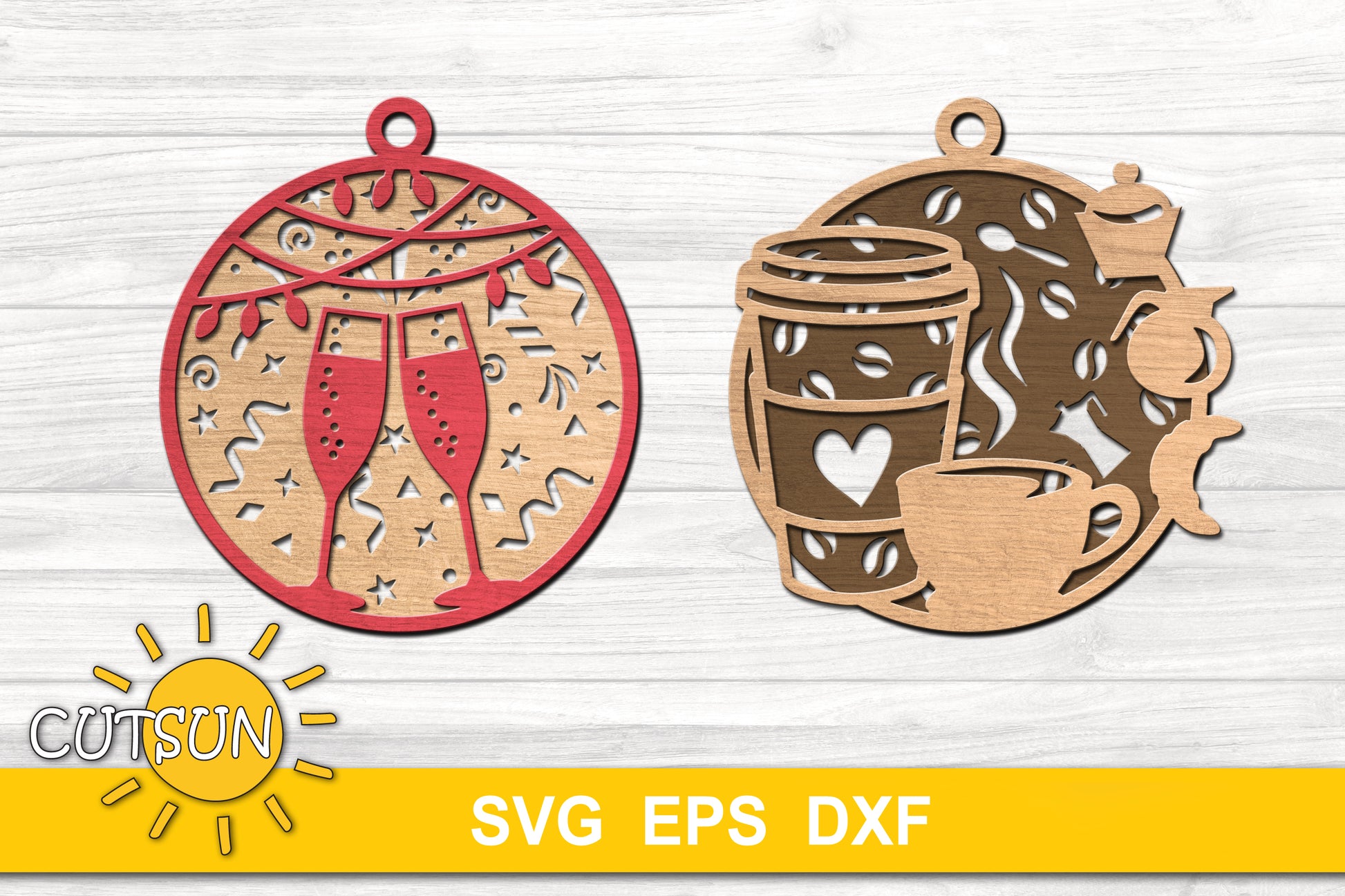 Drinks and Cocktails Christmas ornaments SVG bundle
