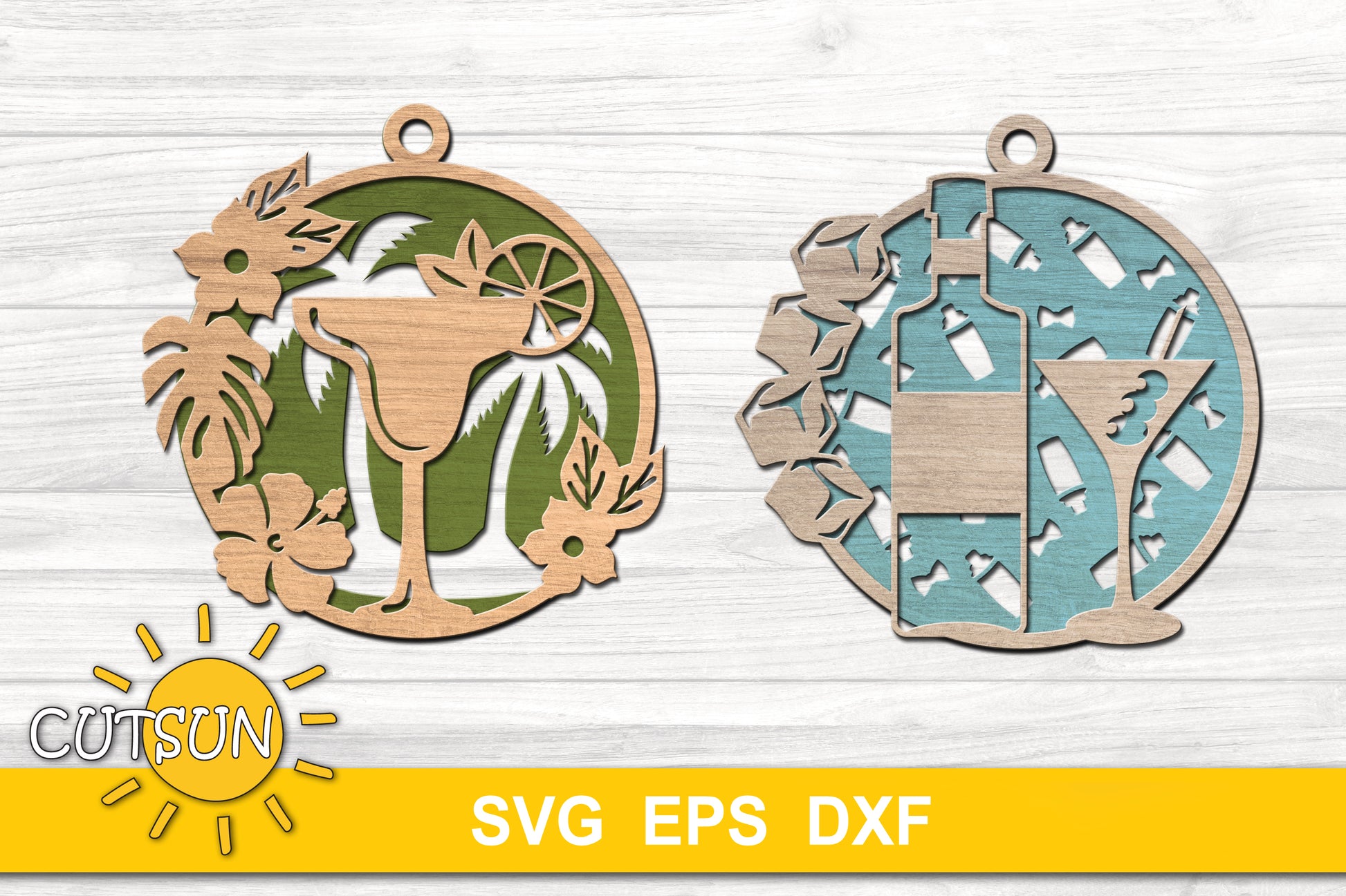 Drinks and Cocktails Christmas ornaments SVG bundle