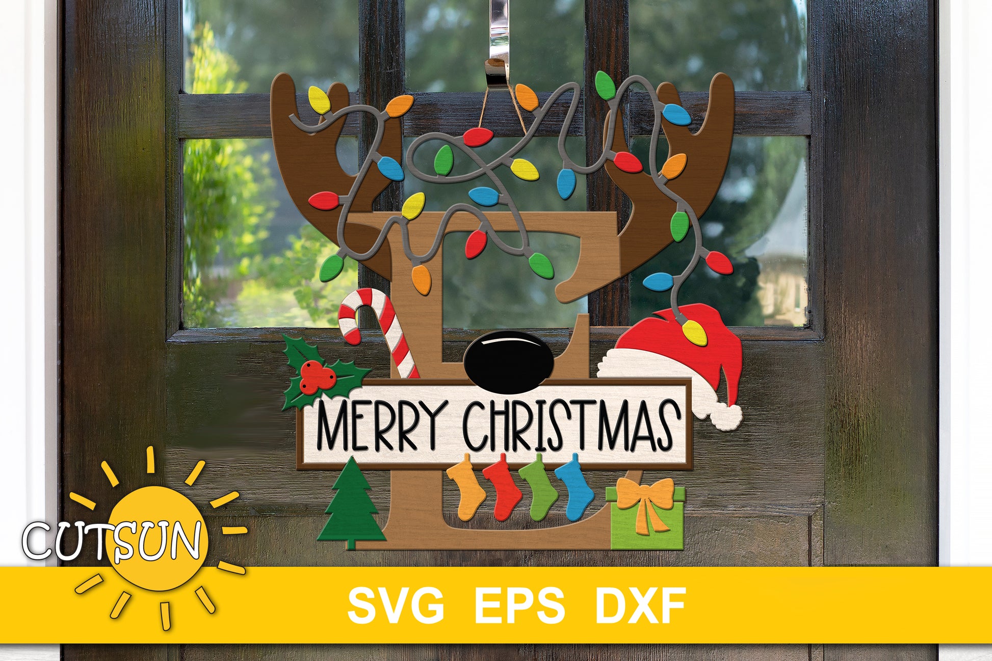 Letter F Christmas monogram door hanger SVG