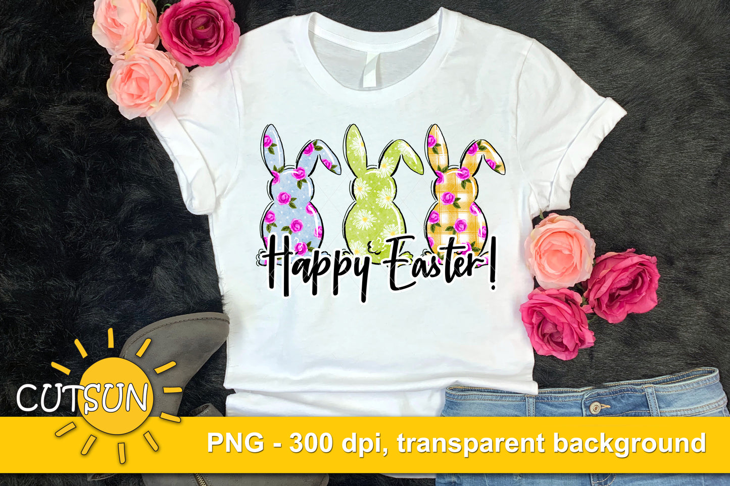 Easter sublimation design download | Happy Easter sublimation design | Easter bunnies sublimation design download